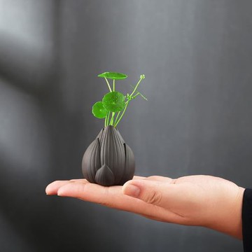 宇軒 指尖小茶寵紫砂紫創意泥花瓶迷你禪意小號荷花外形花器擺件