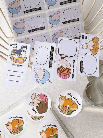 開心動物園/狗狗萬歲/封口貼/方形貼/手帳貼紙/3款圖案