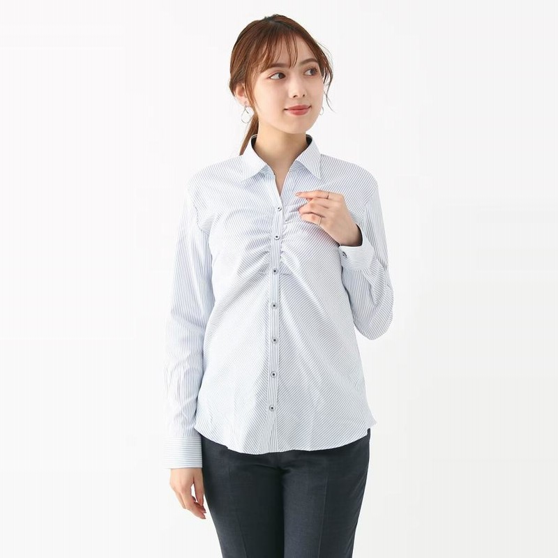 洋服の青山】透けない ブラウス 長袖 レディース オールシーズン