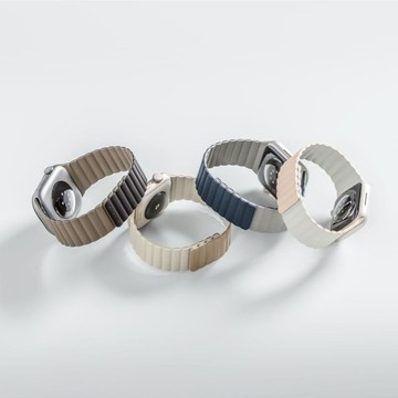 Skin Duo 雙面親膚磁吸矽膠防水錶帶 40/41/42mm, 貝殼粉/雲朵白