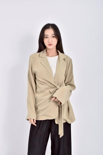 (L) weimeihua質感素面綠色罩衫