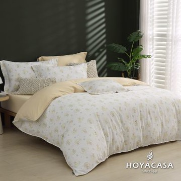 HOYACASA 雙人300織抗菌沐光長絨棉兩用被床包組-月光童話