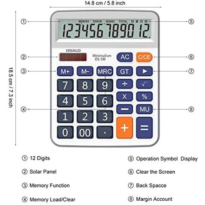 Pendancy 大型LCDディスプレイボタン 電子 12桁 デスクトップ ミニマリスト 電卓 (5M)