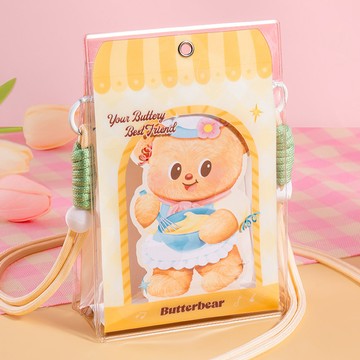 天藍小舖-黃油小熊透明斜背小包-單1款-$199【A11115398】