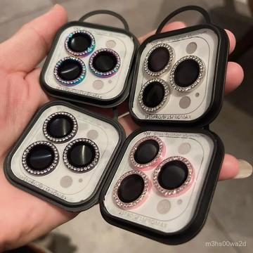 防摔奢華水鑽 鑽石玻璃鏡頭保護貼 鏡頭貼 鏡頭圈適用於iPhone16 15 14 13 11 12 Pro Max13