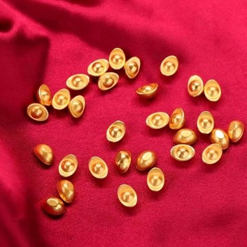 ✨臺灣出貨✨金元寶招財diy擺件沙金小元寶金豆樹脂磨砂工藝傢俱辦公聚財裝飾