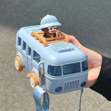 寶寶巴士兒童水杯男女生高顏值可愛夏季學生上學專用吸管塑料杯子