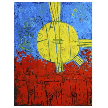 太陽城 繪畫 油 抽象 Cityscape Original Art Impasto Artwork