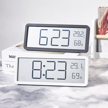 【川澤百貨】家用簡約大屏幕客廳掛牆時鐘房間臥室擺臺式溫濕顯大字壁掛鐘