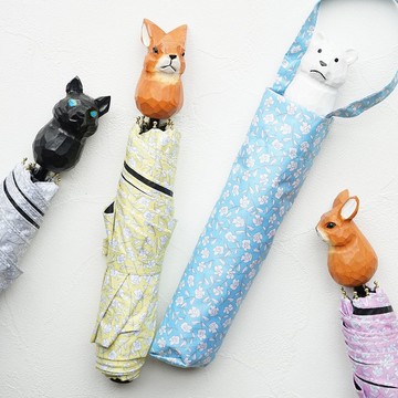 折疊傘防紫外線兔貓北極熊木雕