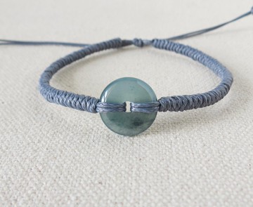 【金剛結】本命年【歲歲平安】冰藍水翡翠韓國蠟線手鍊Gd06招財