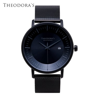 【THEODORA'S】Aurora 太陽能金屬手錶 簡約霧黑-米蘭黑【希奧朵拉】