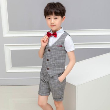 男童小西裝套裝休閑兒童主持夏款洋氣韓版春秋花童禮服西服三件套