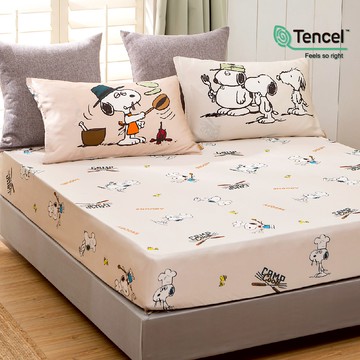 SNOOPY床包組-內含床包+枕套 /300織天絲 /SN512煮煮樂