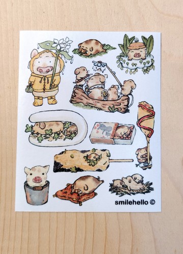 貼紙/和紙貼紙/手帳貼紙 小豬
