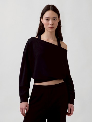 VintageSoft毛圈布寬版開領短版運動衫