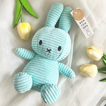 BON TON TOYS 米菲兔ECO燈芯絨填充玩偶23CM-土耳其藍