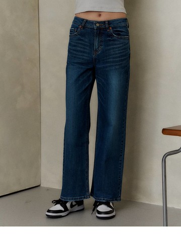 百搭時髦寬直筒褲(酵洗藍)-女