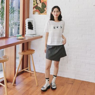 【Dailo】不對襯牛仔短褲裙 淺藍 深藍