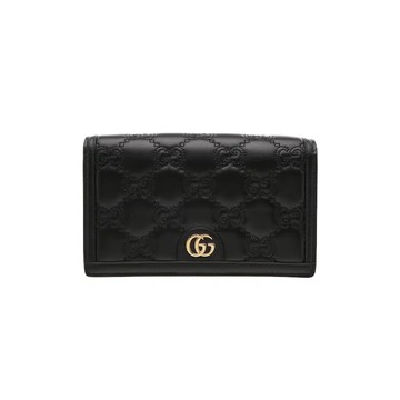 GUCCI 723787 GG 皮革壓紋鏈條包長夾