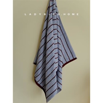 無性別極簡條紋家用洗臉巾全棉精梳棉毛巾浴巾自然復古情侶洗臉巾