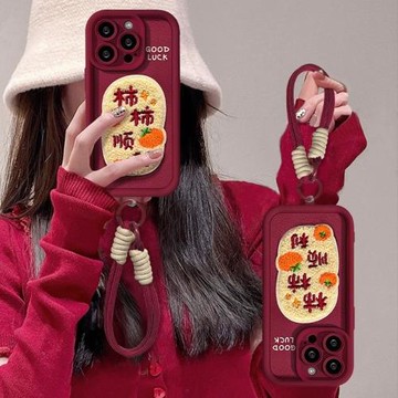 柿柿順利適用蘋果17promax手機殼iPhone16pormax保護套15毛絨貼件14por小羊皮13小眾掛繩復古12p女款11潮防摔