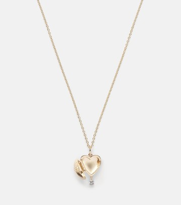 Persée Heart Locket 9kt gold necklace with diamonds