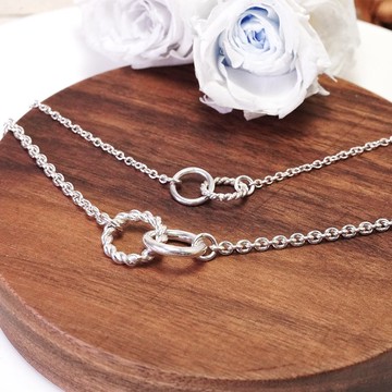 純銀 情侶項鍊組 捲捲麻花 925純銀 情侶對鍊/銀飾 情人節禮物