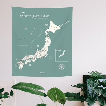 日本地圖-專屬訂製日本地圖(布) 迷霧綠 聖誕客製化禮物