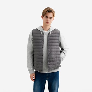 男裝-輕薄羽絨背心-灰色