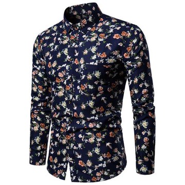 Casual Plus Size Men's Printed Long Sleeves 休閑大碼印花長袖