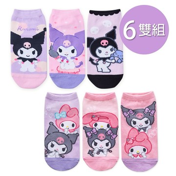 【ONEDER 】三麗鷗酷洛米短襪 直版襪 女童襪 15-22/22~26cm-6雙組(KU-A510)