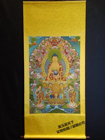 唐卡釋迦牟尼畫像 織錦唐卡刺繡密宗掛畫佛祖像 阿彌陀佛像中堂畫