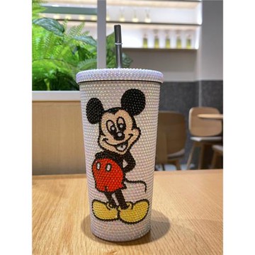 手工DIY鑲鉆水杯粘鉆吸管杯304不銹鋼保溫杯大容量保冷杯禮品杯子