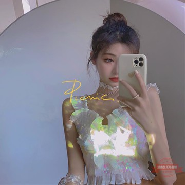 春季韓版2022新款修顯瘦洋氣時尚減齡簡約亮片短款小吊帶背心女裝