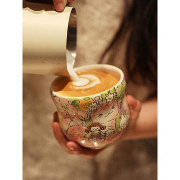 藍蓮花蛇年杯子釉下彩手繪手握咖啡杯家用陶瓷女士個人專用拉花杯