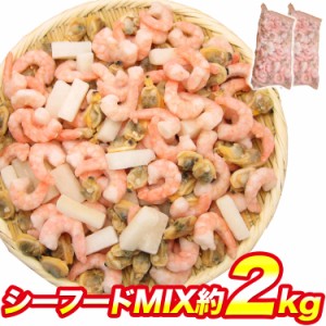 業務用シーフードミックス 約2kg えび いか あさり 1kg（NET850g）×2パック 冷凍便 バーベキュー BBQ お取り寄せグルメ