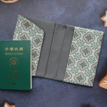 【花磚-綠】手作護照套 護照夾 護照套 護照包 純手作