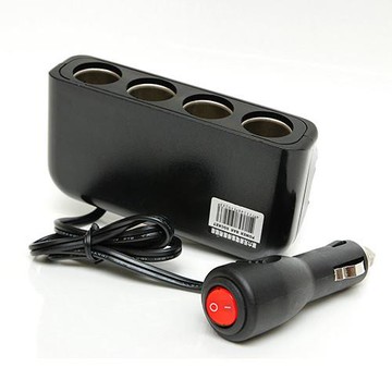 【第六元素】LOCK開關設計 12V 四孔擴充插座(電集棒跟車充皆可用)-行動