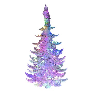 MODACore 摩達客 晶透迷你壓克力聖誕樹塔+50燈LED銅線燈電池燈  四彩光  1組  10 x 10 x 18cm