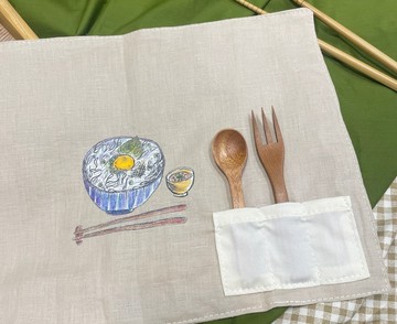 2026台日限量聯名_山海之味手繪風棉麻餐具收納墊