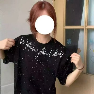大碼短袖 5XL 超大碼 寬鬆T恤 oversize 上衣 短袖 女生短袖 美式亮片滿天星設計短袖t恤夏季新款時尚寬鬆半
