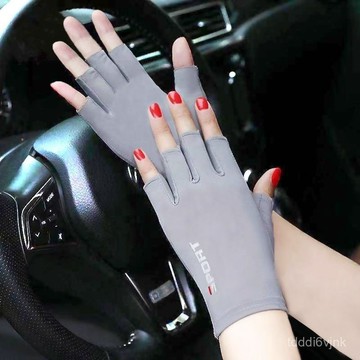 【夏季冰絲手套】防曬薄款 漏半指 女式 開車 騎行 釣魚 防滑 露二指 運動款 冰絲防曬手套 機車防曬手套 開車防曬手套