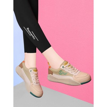 爆款真皮老爹鞋女2025春夏秋冬加絨厚底跑步運動鞋輕便軟底阿甘鞋