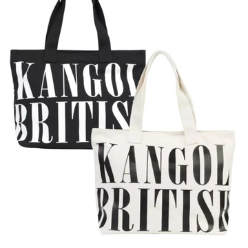 KANGOL 側背包 米白 / 黑 字母LOGO 大容量 托特包 包包 65551706-