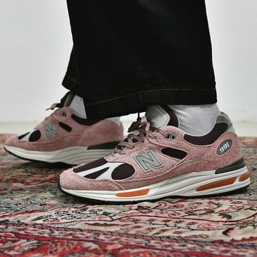 NEW BALANCE 991V2 粉咖 麂皮 網眼拼接 休閒 運動 U991PR2