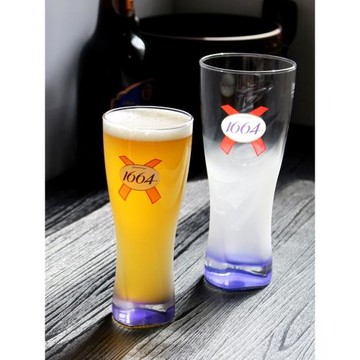 創意1664啤酒杯收腰小麥杯黑啤杯復古磨砂酒吧冰啤杯大容量玻璃杯