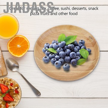 jiadass 圓形托盤木質茶盤木質咖啡休閒食品餐食餐廳托盤（1818 厘米）