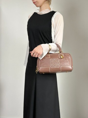 【日本直送 名牌中古包】LOEWE 羅威 LOEWE Amazona 28 手提包 棕色 Anagram 皮革 波士頓包 vintage f75cvh