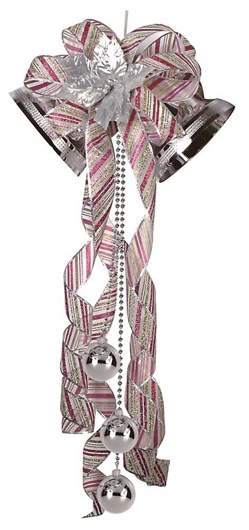 粉銀雙色雙鐘8吋，聖誕節/聖誕佈置/聖誕掛飾/聖誕裝飾/聖誕吊飾，X射線【X314116】